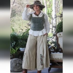 BRAND NEW Jaded Gypsy Moonbeam Nomad Pants Wide Leg Boho Patch Detail Pants